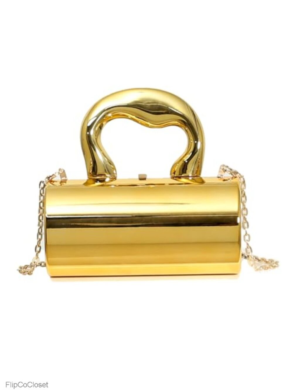 Acrylic Gold Purse Clutch for Women with Chain - Y2K Cylinder Handbag Crossbody